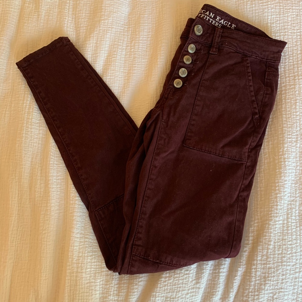 AE Burgundy Super Stretch Jeggings